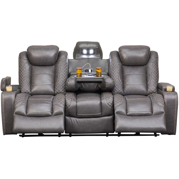 Targa Grey Power Reclining Leather Living Room Collection