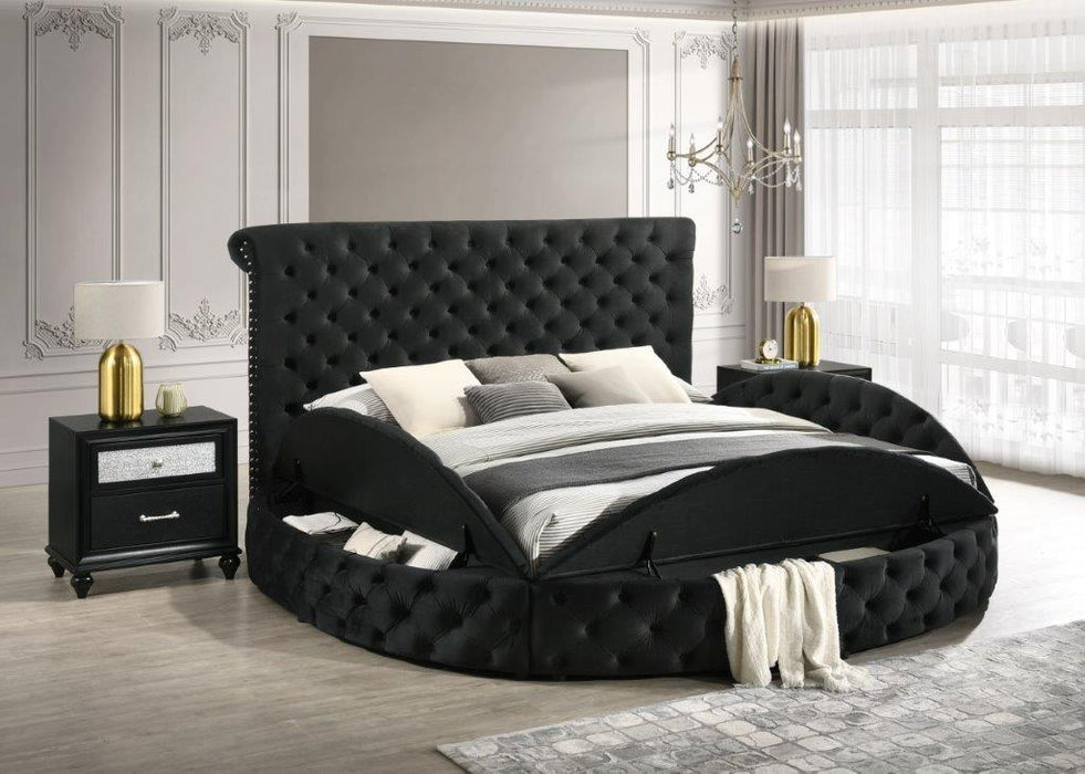 Brigette Black Velvet Storage Bed