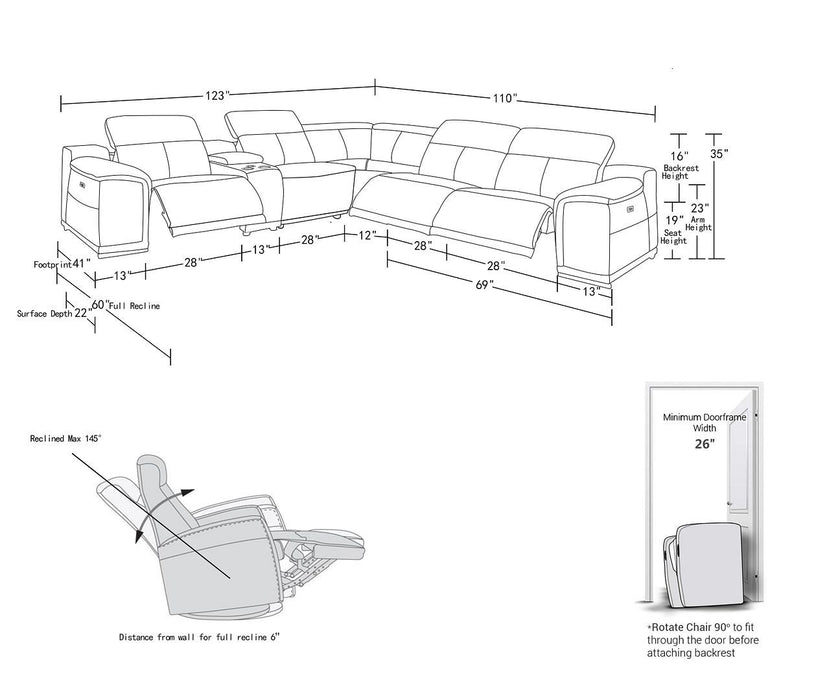 Palm Beach Power Reclining Leather Sectional Collection