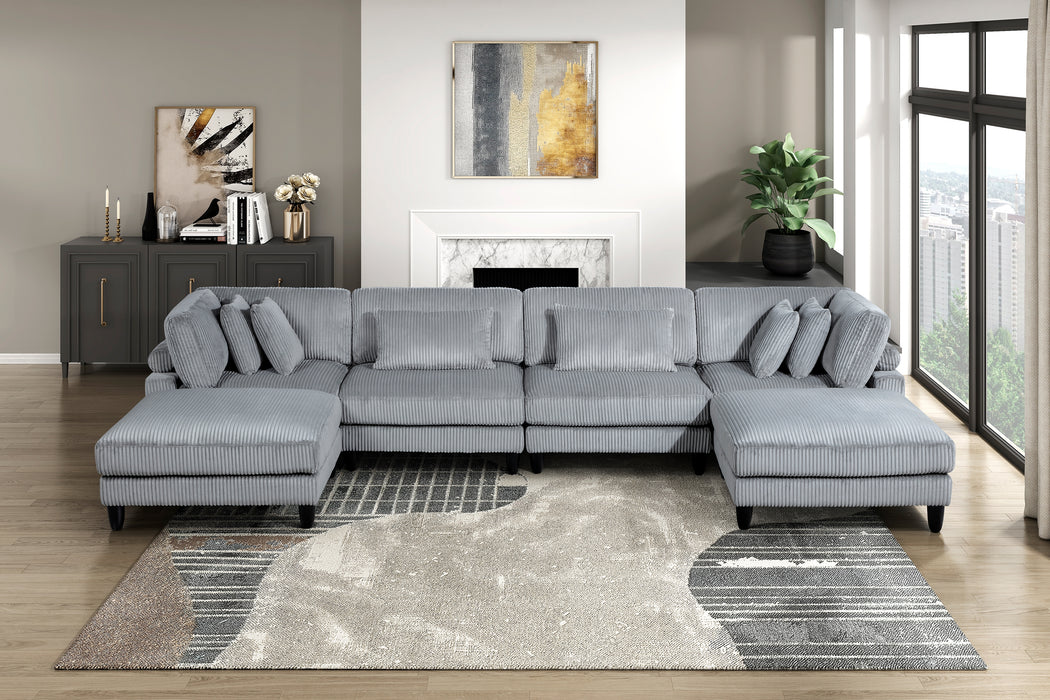 Robstown Grey Corduroy Modular Sectional Collection