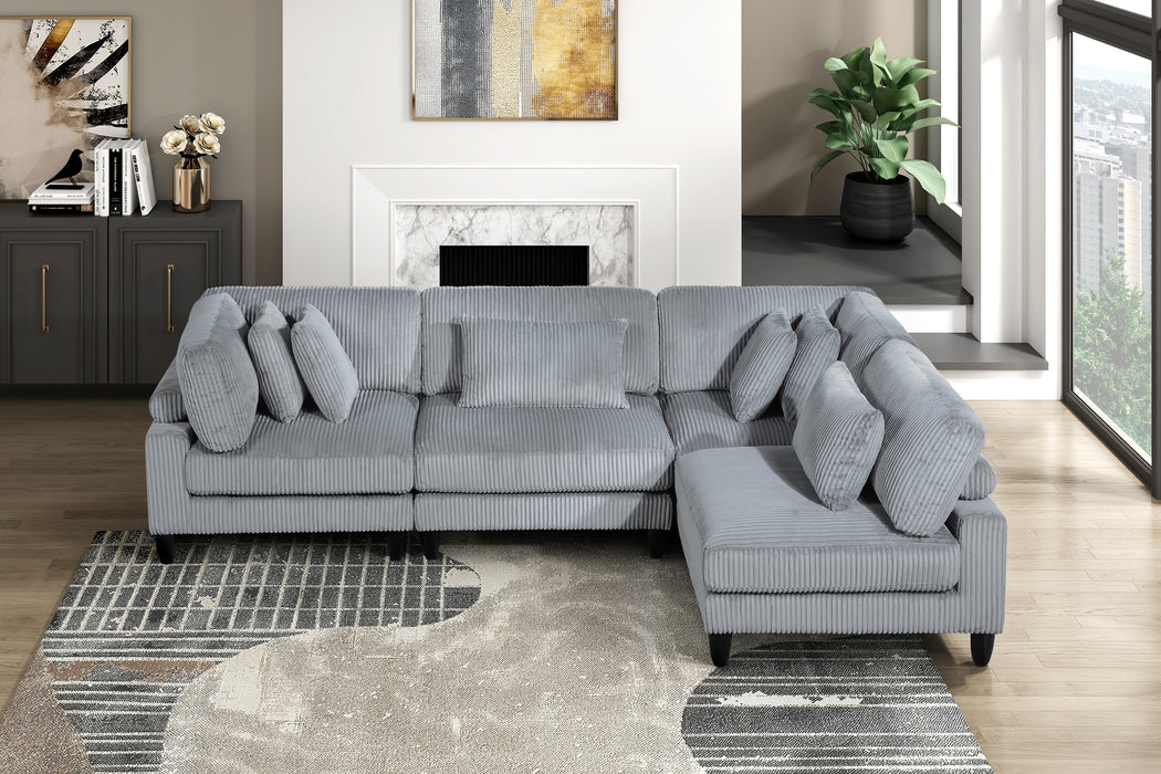 Robstown Grey Corduroy Modular Sectional Collection