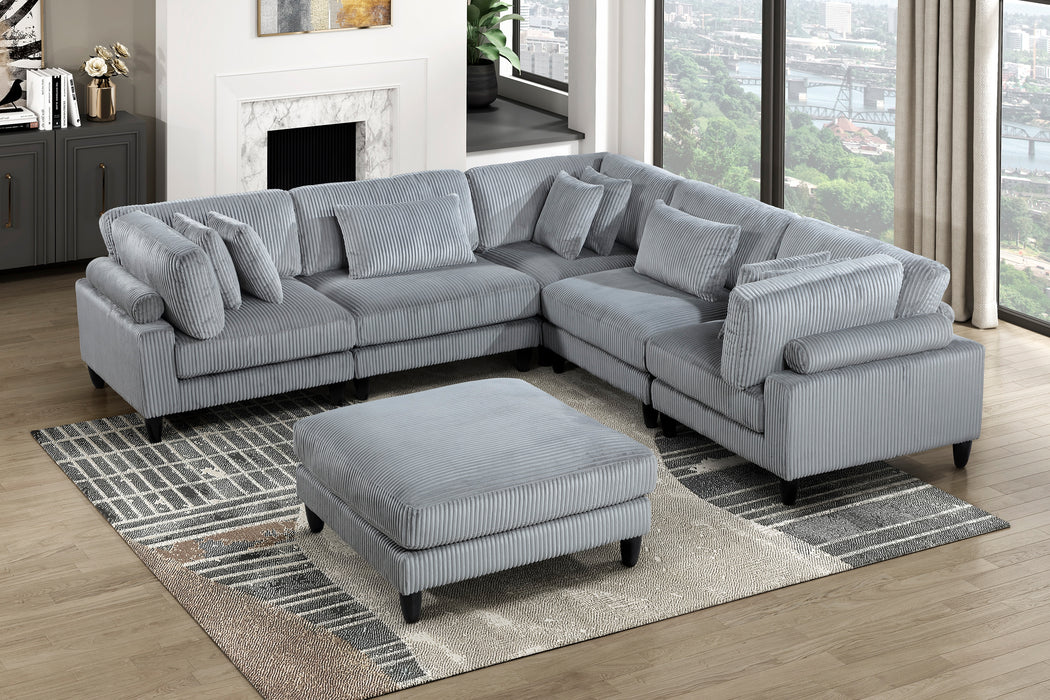 Robstown Grey Corduroy Modular Sectional Collection