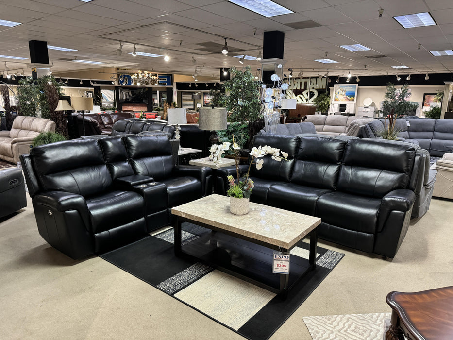 Daytona Black Power Reclining Leather Living Room Collection