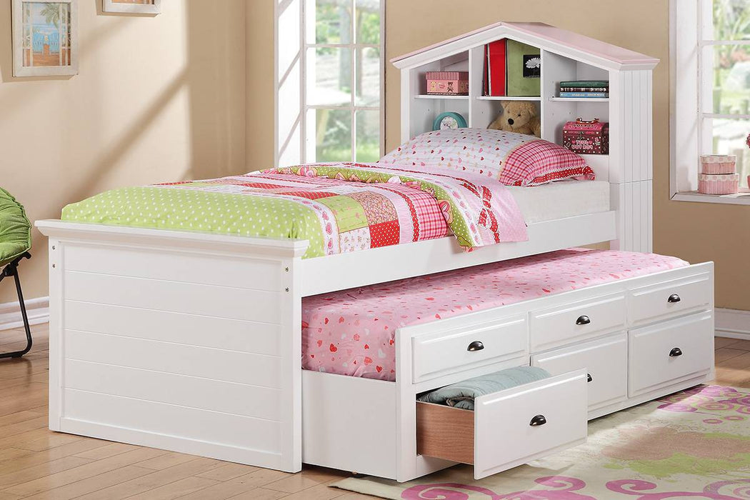 Jr. Captain White Twin Bed with Trundle