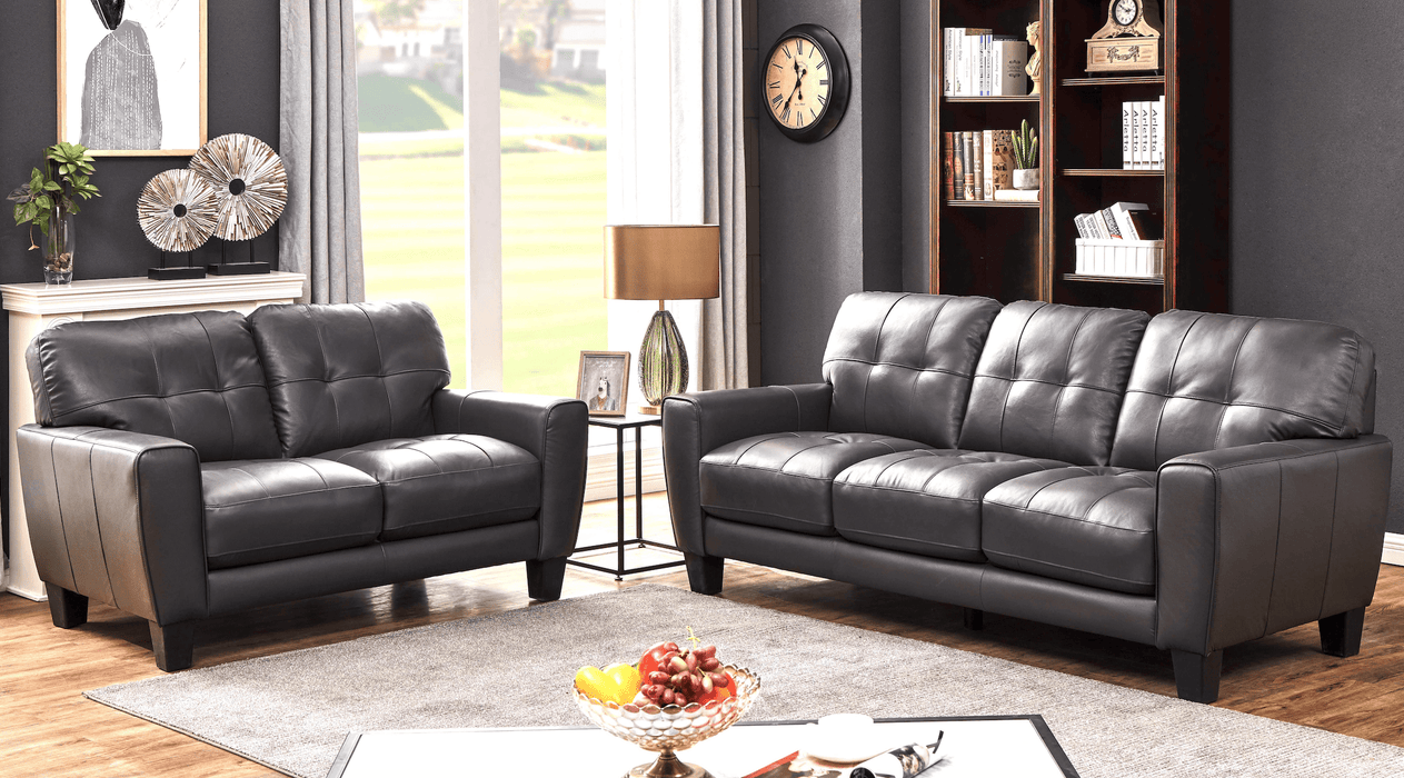 Roma Grey Leather Living Room Collection